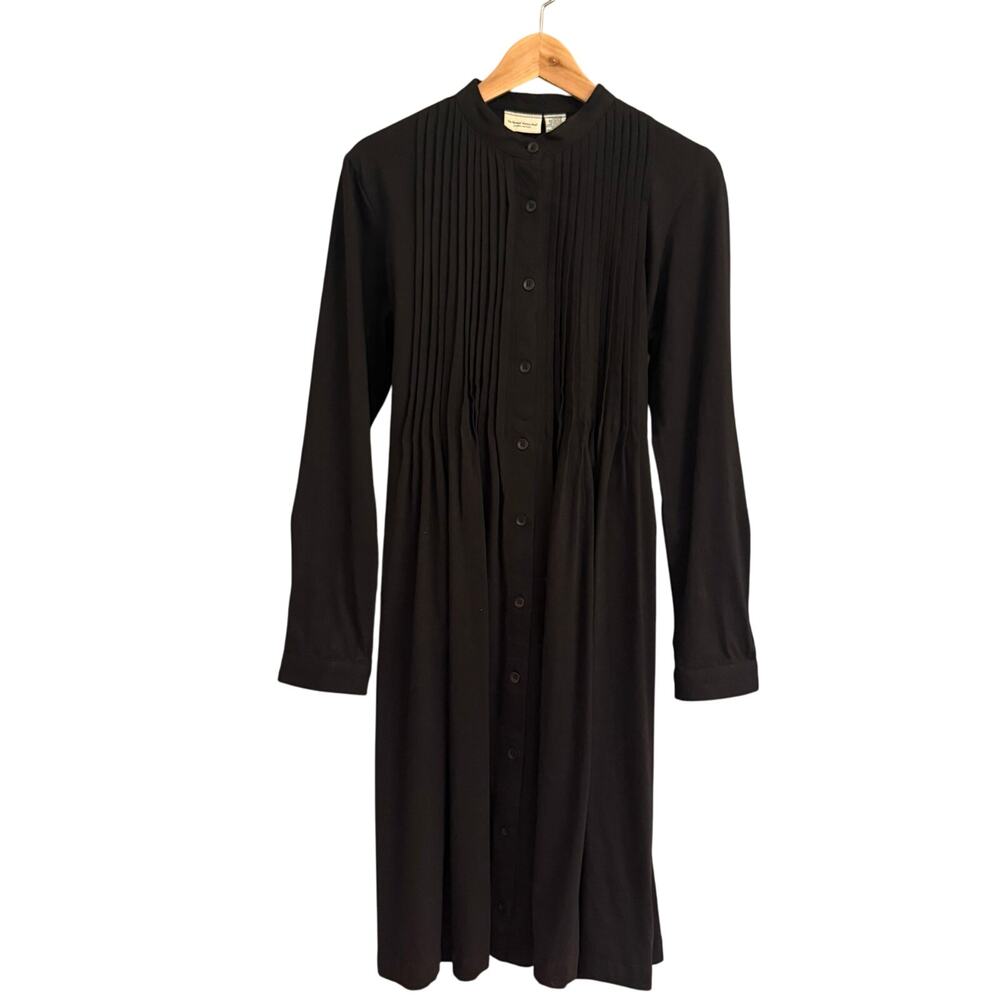 Vintage Vermont Country Store Black Pleated Button-Front Dress Small / 4